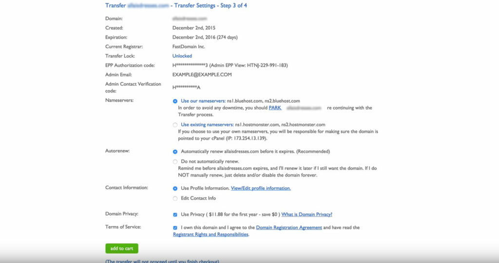 GoDaddy BlueHost Domain Transfer