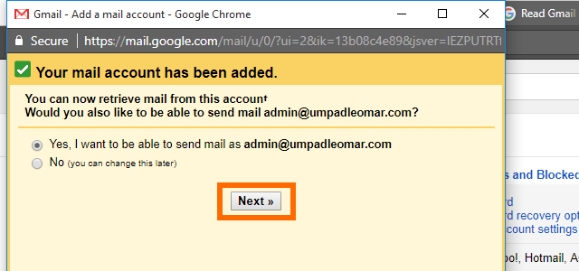 9. Gmail - custom domain email added